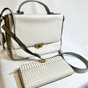 Fossil Bundle Pebbled Leather Crossbody, Satchel, Messenger Handbag + Wallet